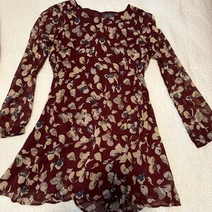 Flowy floral maroon dress